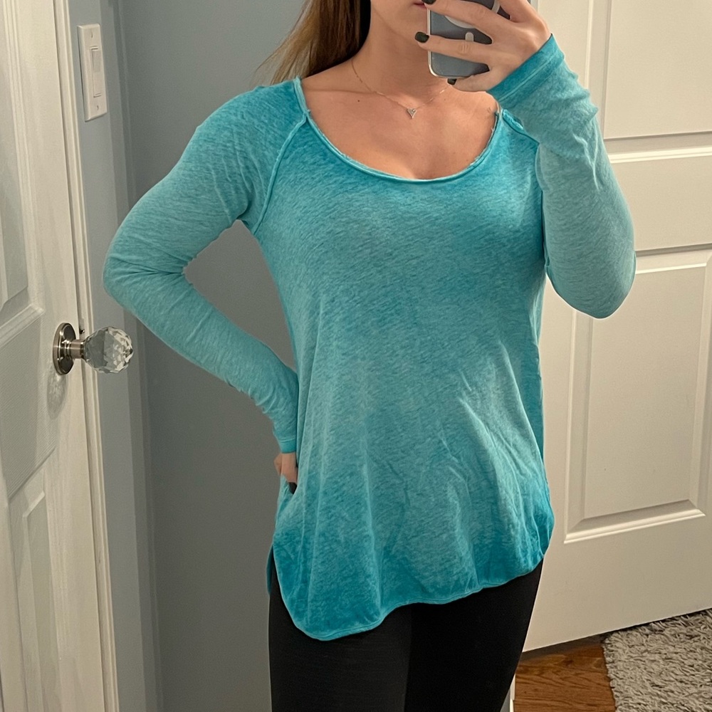 Free People Turquoise Long Sleeve Top